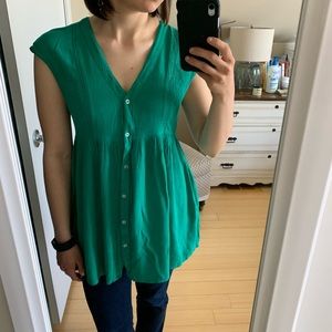 Anthropologie Green Tunic Top (with pockets!)